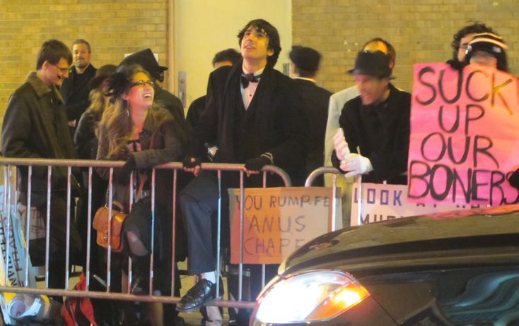 Tony Ortega and Arielle Silverstein with Anonymous at New York picket