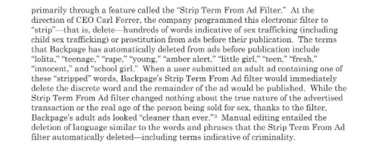 Backpage.com’s Knowing Facilitation of Online Sex Trafficking