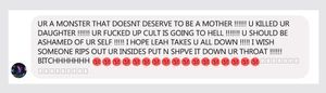 One of the rash of hate posts incited by Tony Ortega and Leah Remini against a bereaved mother who lost her daughter to suicide